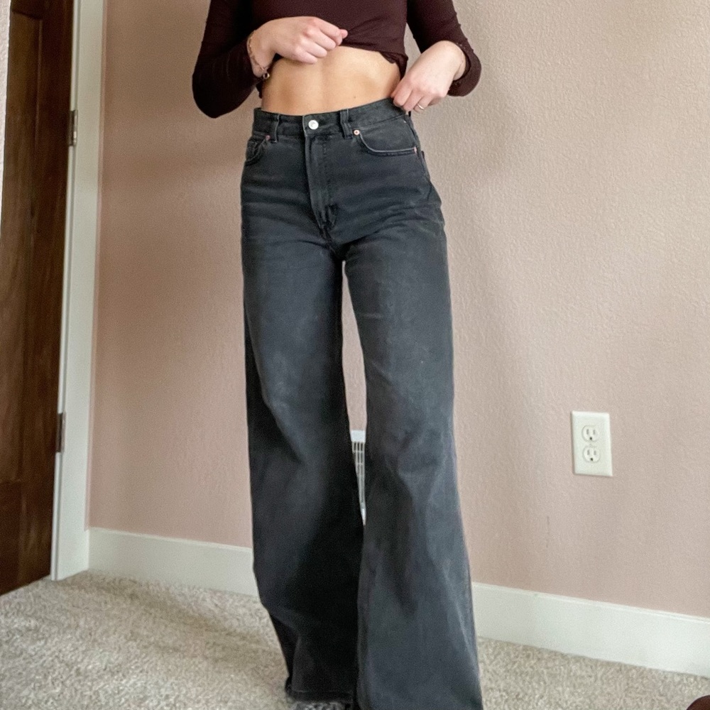 Wide leg black jeans